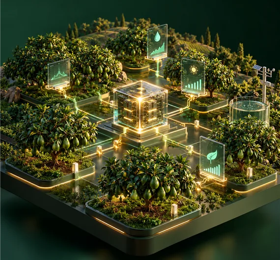 Digital twin of a verified avocado farm